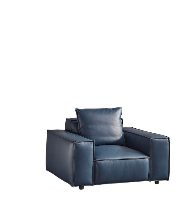 American Eagle Furniture - EK8008 Navy Blue Full Leather Chair - EK8008-NB-CHR - GreatFurnitureDeal