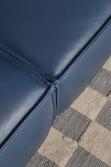 American Eagle Furniture - EK8008-NB-4S Extra long Navy Blue Full Leather Sofa - EK8008-NB-4S