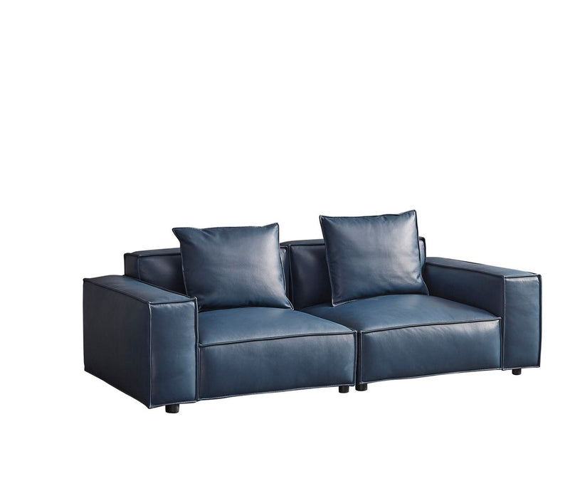 American Eagle Furniture - EK8008 Navy Blue Full Leather Sofa - EK8008-NB-SF