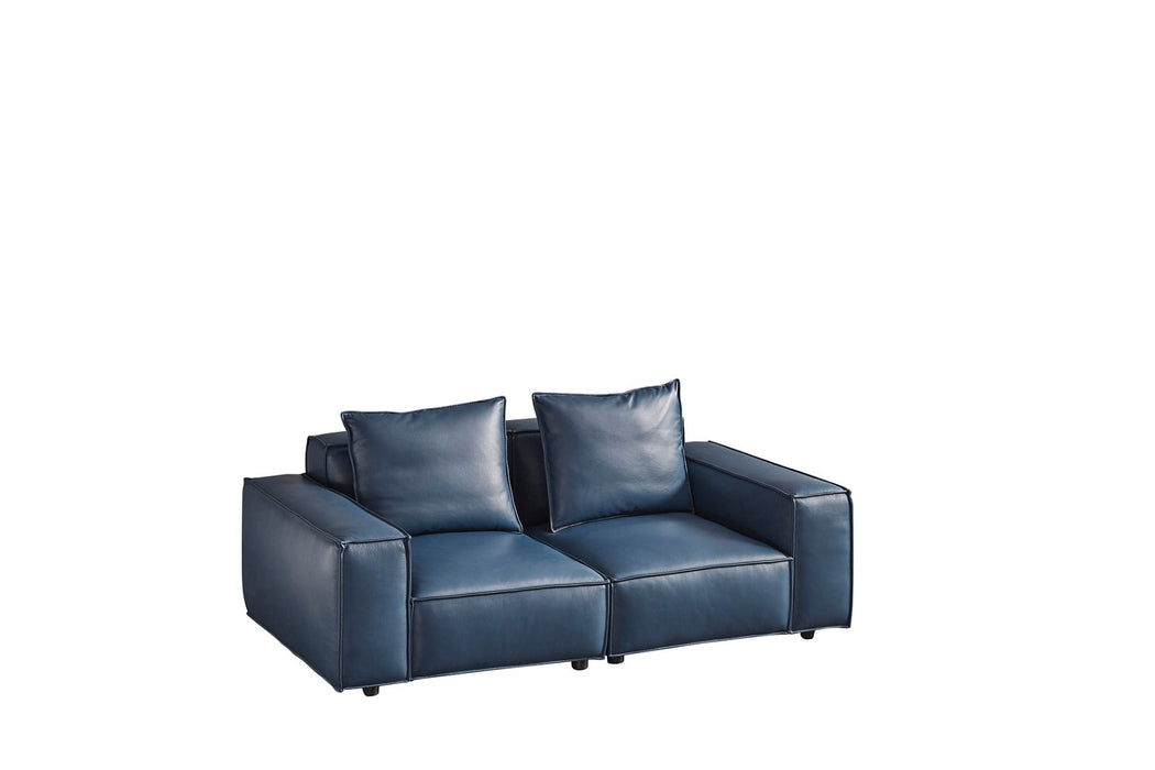 American Eagle Furniture - EK9608 Navy Blue Full Leather 2 Piece Sofa Set - EK8008-NB-SL - GreatFurnitureDeal