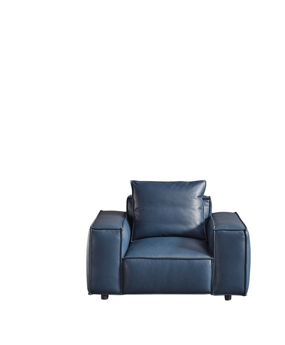 American Eagle Furniture - EK8008 Navy Blue Full Leather Chair - EK8008-NB-CHR