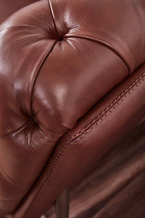 American Eagle Furniture - EK8009 Brown Full Leather Loveseat - EK8009-BRO-LS