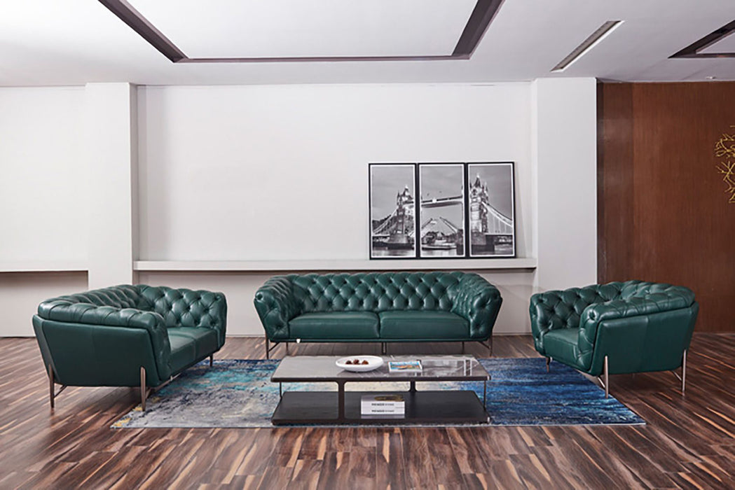 American Eagle Furniture - EK8009 Dark Green Full Leather 3 Piece Living Room Set - EK8009-DGN-SLC