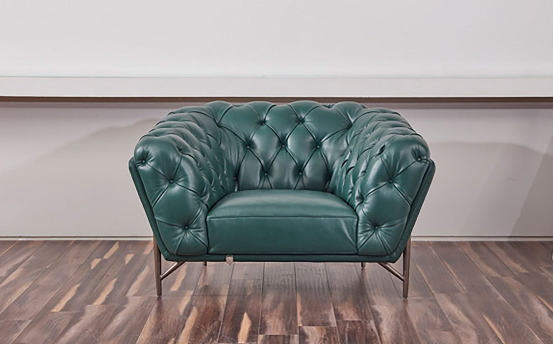American Eagle Furniture - EK8009 Dark Green Full Leather 3 Piece Living Room Set - EK8009-DGN-SLC - GreatFurnitureDeal