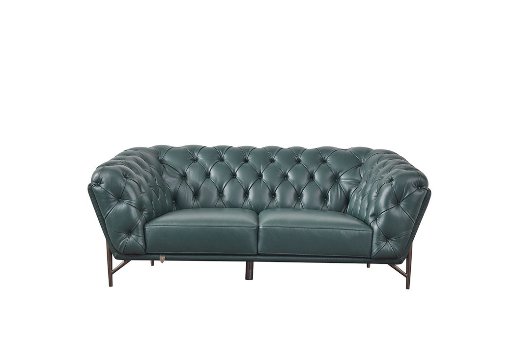 American Eagle Furniture - EK8009 Dark Green Full Leather Loveseat - EK8009-DGN-LS - GreatFurnitureDeal