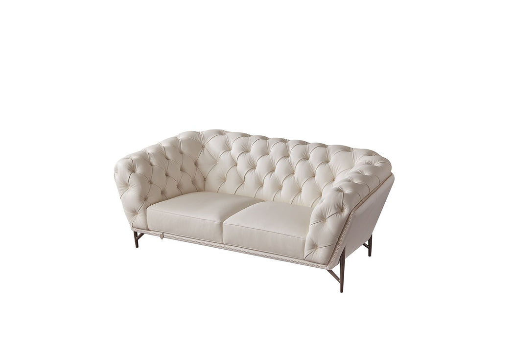 American Eagle Furniture - EK8009 White Full Leather Loveseat - EK8009-W-LS - GreatFurnitureDeal