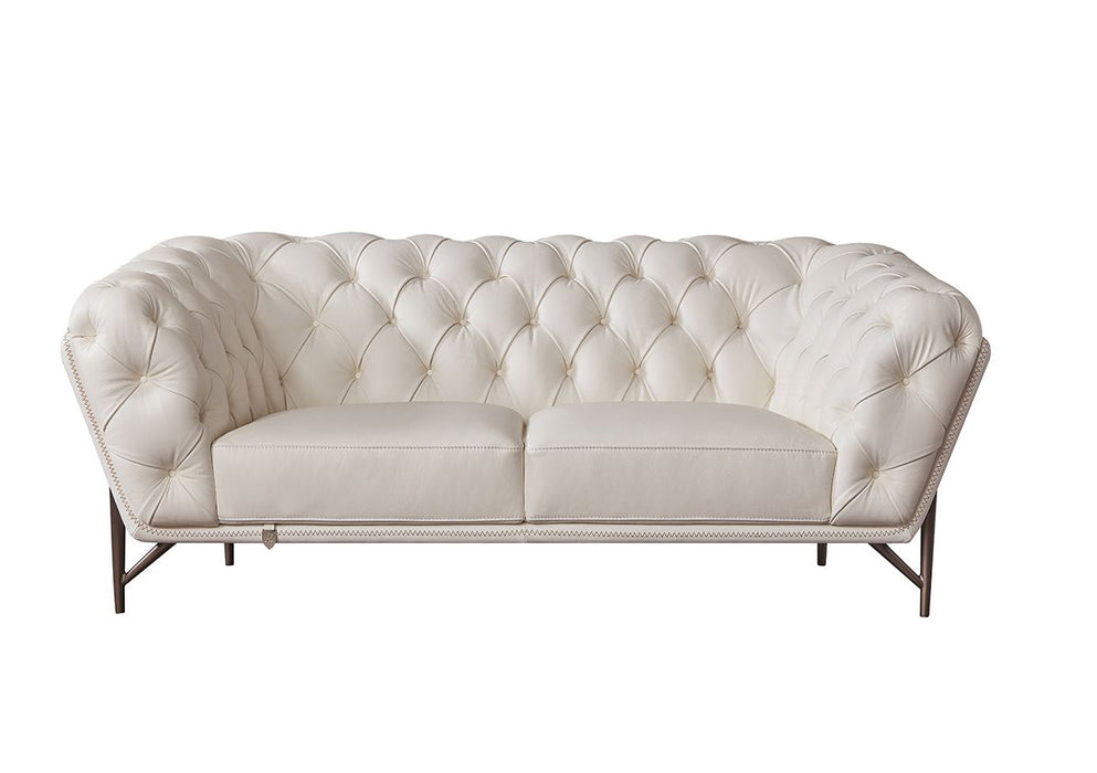 American Eagle Furniture - EK8009 White Full Leather Loveseat - EK8009-W-LS - GreatFurnitureDeal