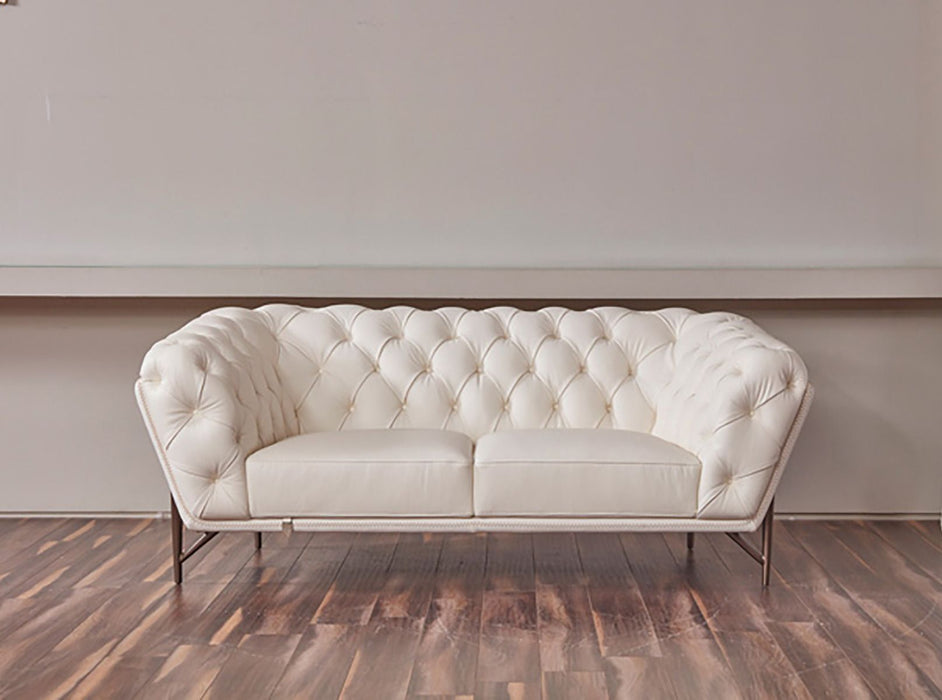 American Eagle Furniture - EK8009 White Full Leather Loveseat - EK8009-W-LS
