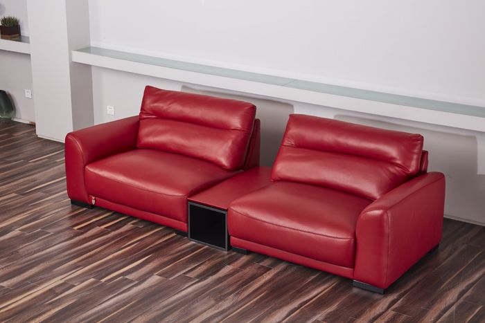 American Eagle Furniture - EK8012 Red Genuine Leather Sofa - EK8012-RED-SF - GreatFurnitureDeal