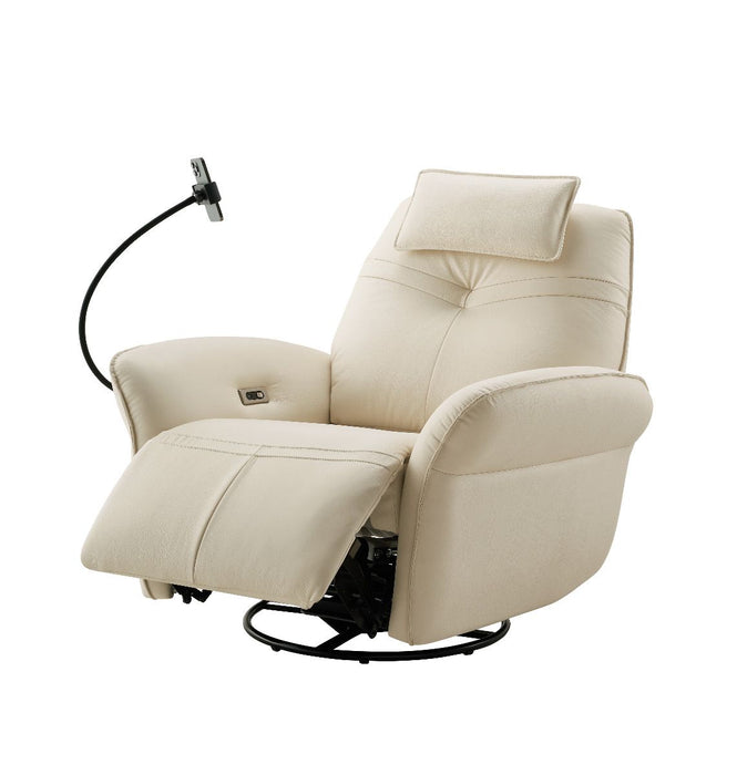 American Eagle Furniture - Swivel Power Recliner with Phone holder Ivory - EK-D842-IV - GreatFurnitureDeal