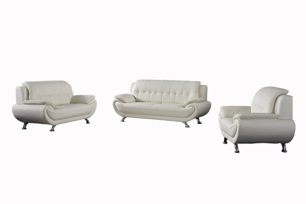 American Eagle Furniture - EK9600 Ivory Genuine Leather 3 Piece Living Room Set - EK9600-IV-SLC - GreatFurnitureDeal