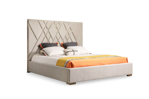 VIG Furniture - Modrest Eldora Glam Beige Velvet and Brushed Brass Queen Bed - VGVCBD1900-19-Q - GreatFurnitureDeal
