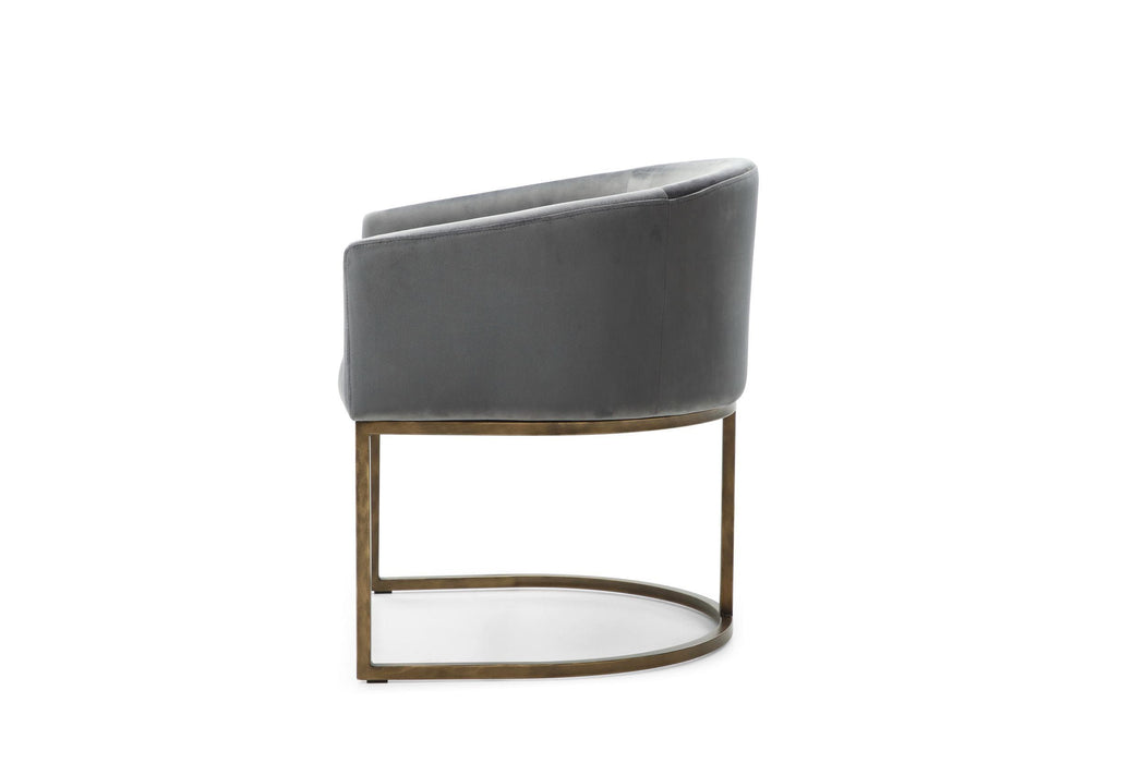 VIG Furniture - Modrest Elisa - Modern Grey Velvet & Brass Dining Chair - VGVCB8369-GRY-DC - GreatFurnitureDeal