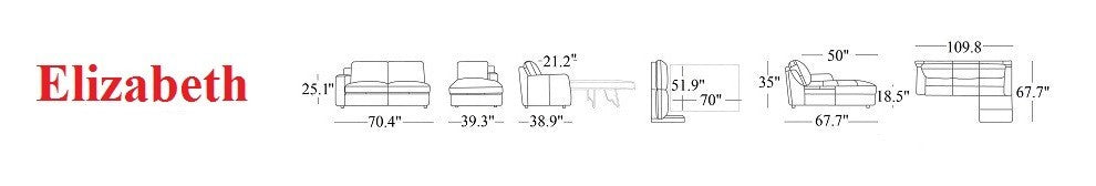 J&M Furniture - Elizabeth Premium Leather RHF Sectional Sleeper Sofa in Black - 182420-RHF - GreatFurnitureDeal