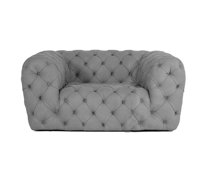VIG Furniture - Coronelli Collezioni Ellington Italian Grey Nubuck Leather Accent Chair - VGCCRIALTO-GRY-CH - GreatFurnitureDeal
