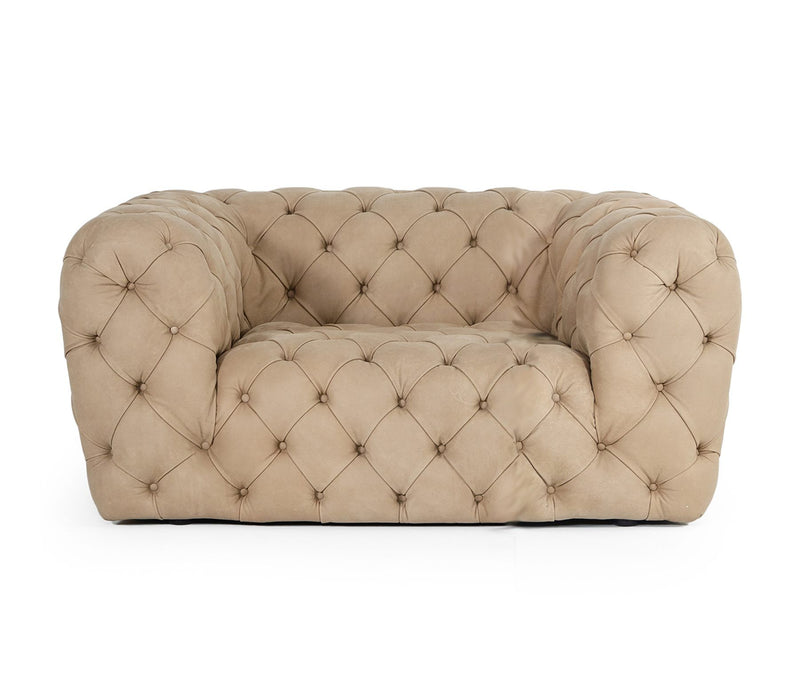 VIG Furniture - Coronelli Collezioni Ellington Italian Beige Nubuck Leather Accent Chair - VGCCRIALTO-BEI-CH - GreatFurnitureDeal