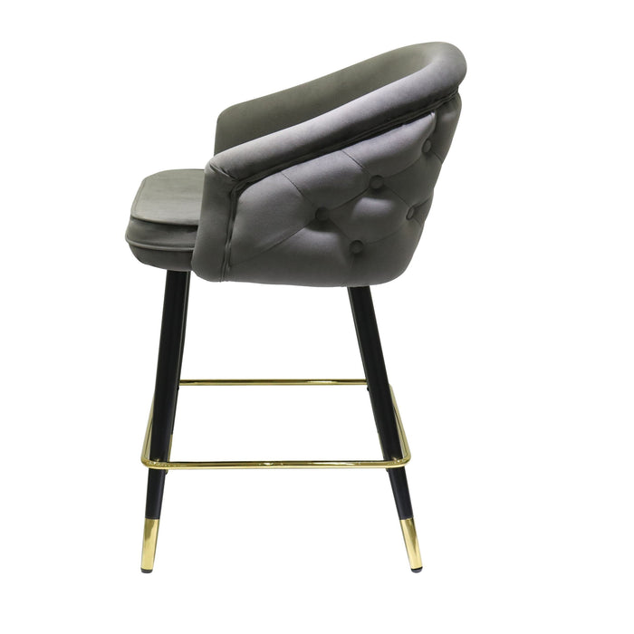 VIG Furniture - Modrest Elliot Contemporary Grey & Black/Gold Dining Bar Stool (Set of 2) - VGSWSBC432-DKGRY-BS