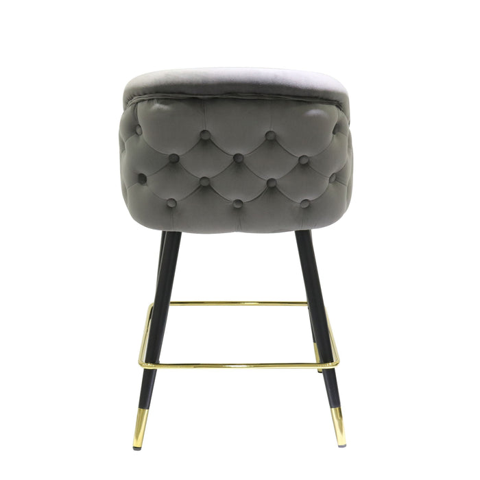 VIG Furniture - Modrest Elliot Contemporary Grey & Black/Gold Dining Bar Stool (Set of 2) - VGSWSBC432-DKGRY-BS - GreatFurnitureDeal