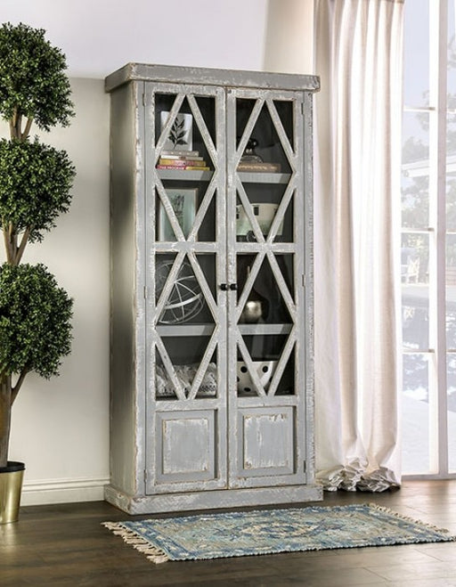 Furniture of America - Zenia Bookcase in Weathered Gray - EM-AC094GY - GreatFurnitureDeal