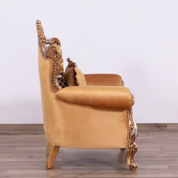 European Furniture - Emperador Luxury Chair in Antique Brown - Antique Silver Blended with Light Gold - 42035-C - GreatFurnitureDeal