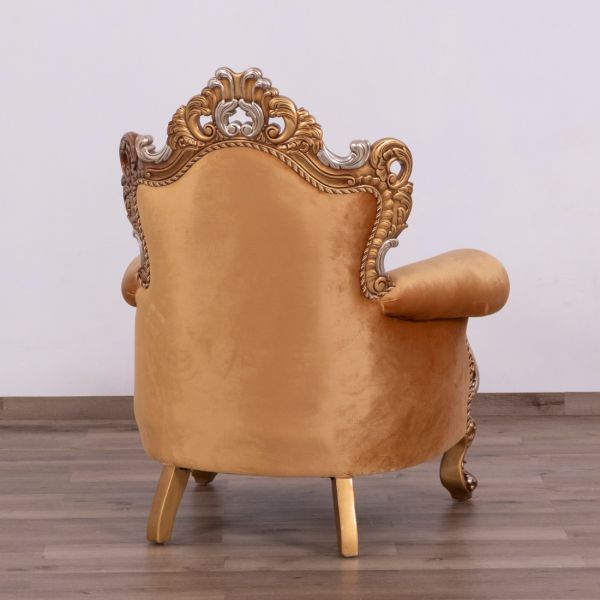 European Furniture - Emperador Luxury Chair in Antique Brown - Antique Silver Blended with Light Gold - 42035-C - GreatFurnitureDeal