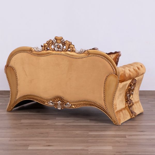 European Furniture - Emperador Luxury Loveseat in Antique Brown - Antique Silver Blended with Light Gold - 42035-L - GreatFurnitureDeal