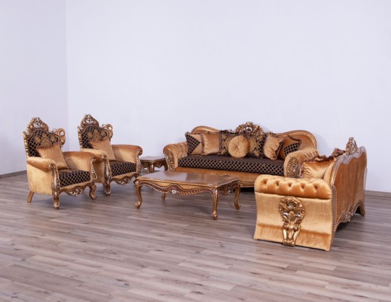 European Furniture - Emperador Luxury Chair in Antique Brown - Antique Silver Blended with Light Gold - 42035-C - GreatFurnitureDeal