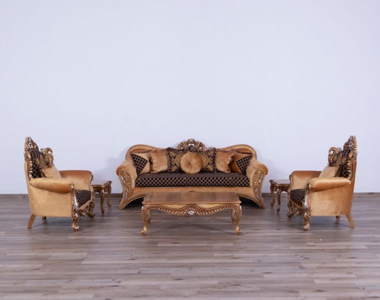 European Furniture - Emperador Luxury Chair in Antique Brown - Antique Silver Blended with Light Gold - 42035-C - GreatFurnitureDeal