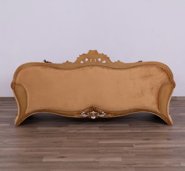 European Furniture - Emperador Luxury Sofa in Antique Brown - Antique Silver Blended with Light Gold - 42035-S - GreatFurnitureDeal