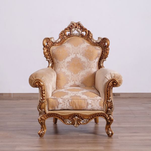 European Furniture - Emperador II Luxury Chair in Antique Brown - Blended Silver and Gold - 42038-C - GreatFurnitureDeal