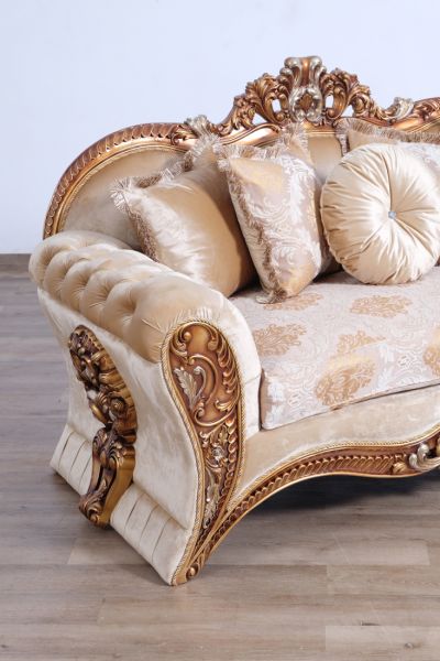 European Furniture - Emperador II Luxury Loveseat in Antique Brown - Blended Silver and Gold - 42038-L - GreatFurnitureDeal