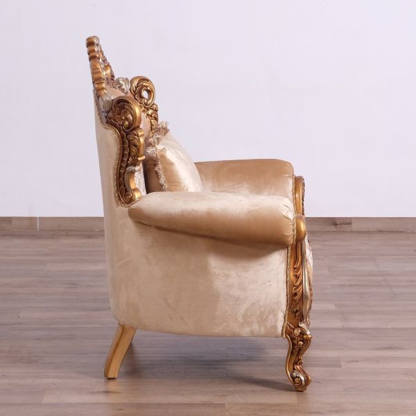 European Furniture - Emperador II Luxury Chair in Antique Brown - Blended Silver and Gold - 42038-C - GreatFurnitureDeal