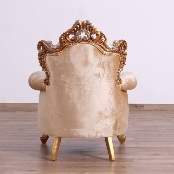 European Furniture - Emperador II Luxury Chair in Antique Brown - Blended Silver and Gold - 42038-C - GreatFurnitureDeal