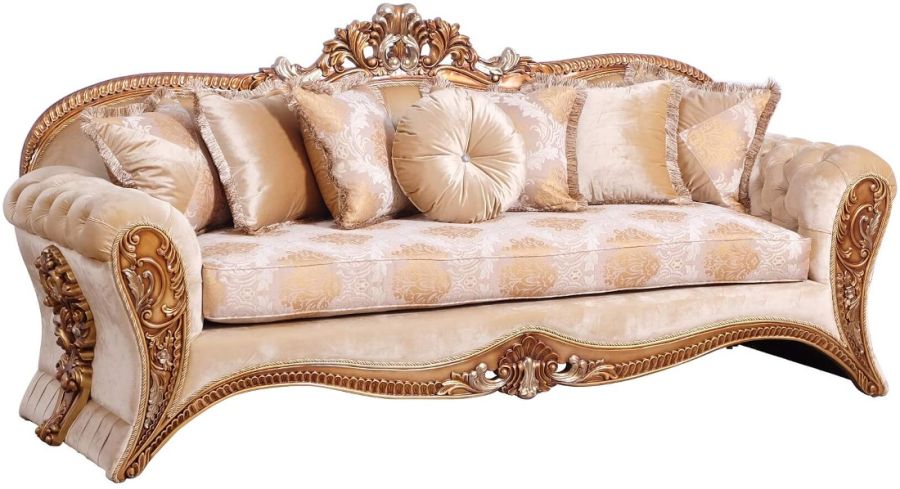 European Furniture - Emperador II Luxury Sofa in Antique Brown - Blended Silver and Gold- 42038-S - GreatFurnitureDeal