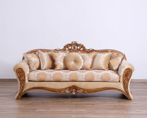 European Furniture - Emperador II Luxury Sofa in Antique Brown - Blended Silver and Gold- 42038-S - GreatFurnitureDeal