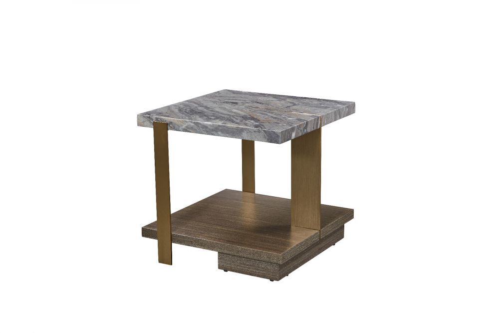 American Eagle Furniture - ET-Y302 Faux Marble, Metal & Wood End Table - ET-Y302