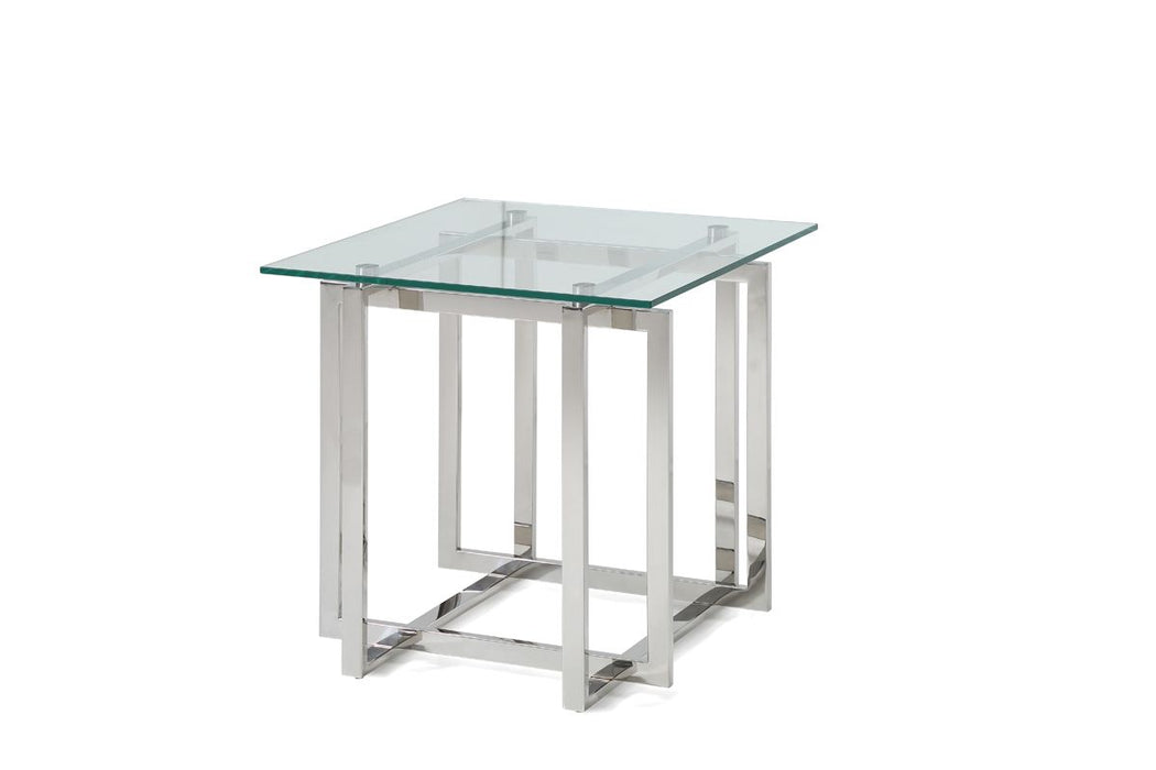 VIG Furniture - Modrest Valiant Modern Glass & Stainless Steel End Table - VGVCET856 - GreatFurnitureDeal