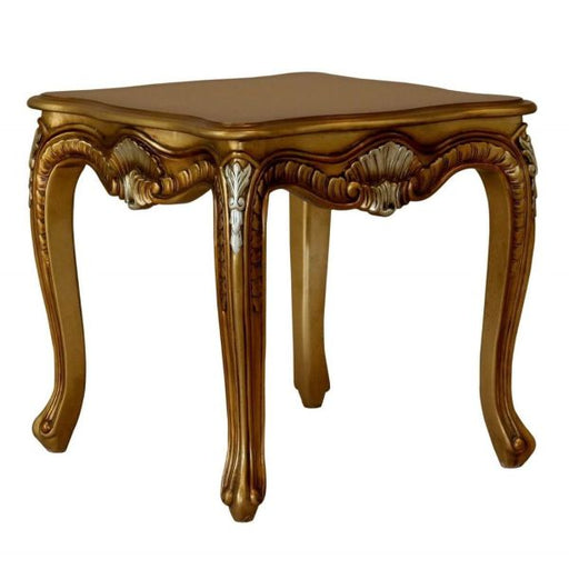 European Furniture - Emperador Luxury Side Table in Antique Brown - Antique Silver - 42035-ST - GreatFurnitureDeal