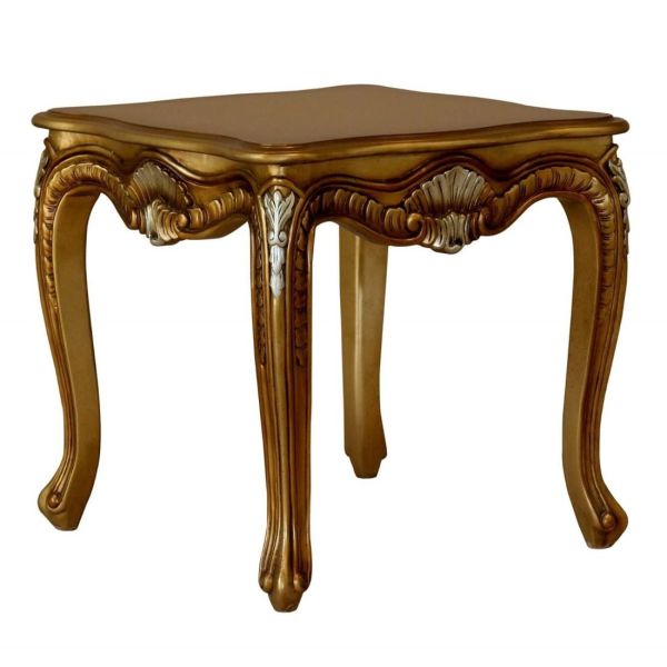 European Furniture - Emperador Luxury Side Table in Antique Brown - Antique Silver - 42035-ST - GreatFurnitureDeal