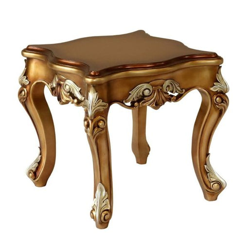 European Furniture - Emperador Luxury Side Table in Antique Brown - Antique Silver - 42035-ST - GreatFurnitureDeal