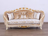 European Furniture - Valentine II Luxury Loveseat in Beige With Dark Gold Leafs - 45012-L - GreatFurnitureDeal
