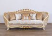 European Furniture - Valentine II Luxury Sofa in Beige With Dark Gold Leafs - 45012-S - GreatFurnitureDeal