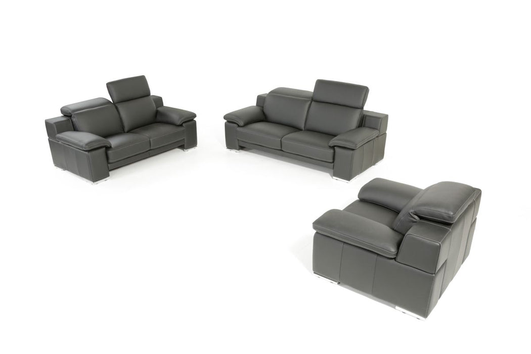 VIG Furniture - Estro Salotti Evergreen Modern Black Italian Leather Sofa Set - VGNTEVERGREEN-BLK