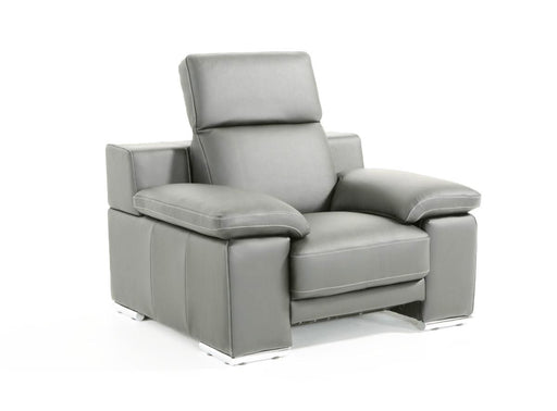 VIG Furniture - Estro Salotti Evergreen Modern Stone Grey Italian Leather Chair - VGNT-EVERGREEN-SGRY-CH - GreatFurnitureDeal