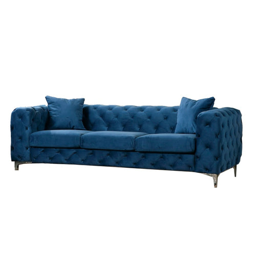 Mariano Furniture - F002 Velour Sofa in Navy Blue - BM-F002 - GreatFurnitureDeal