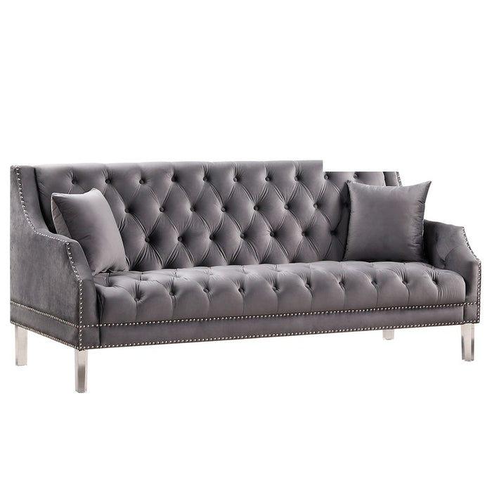 Mariano Furniture - F005 Velour Sofa in Grey - BM-F005 - GreatFurnitureDeal