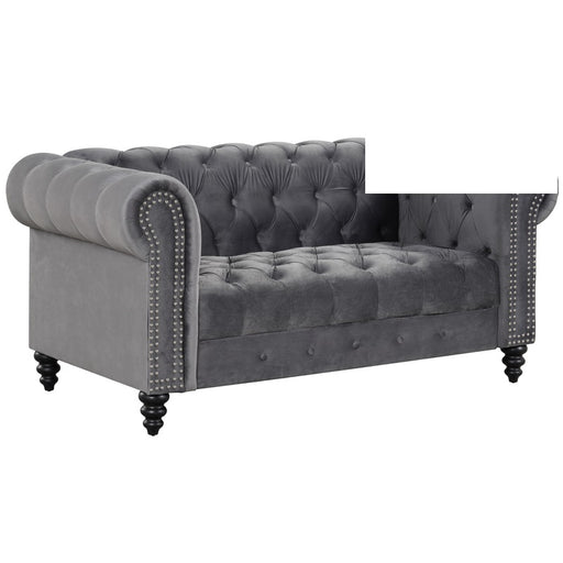 Mariano Furniture - F010 Velvet Loveseat in Grey - BM-F010 - GreatFurnitureDeal