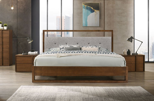 VIG Furniture - Nova Domus Falcor Modern Grey Fabric & Walnut Veneer Eastern King Bed - VGMABR-107-BED-EK - GreatFurnitureDeal