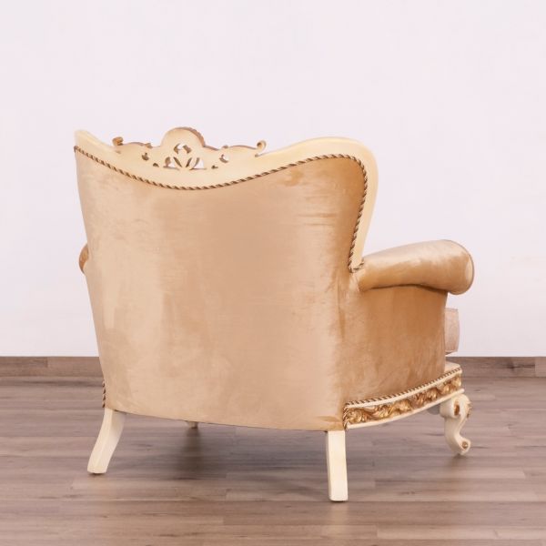 European Furniture - Fantasia Luxury Chair in Antique Beige with Dark Gold Leaf - 40017-C - GreatFurnitureDeal