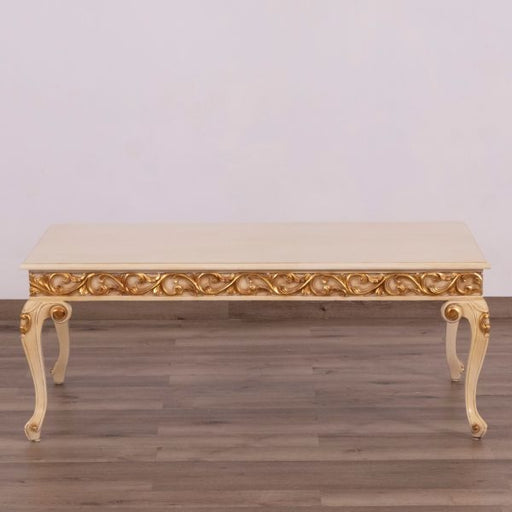European Furniture - Fantasia Rectangular Coffee Table - Antique Beige - Gold Leaf - 40017-CT - GreatFurnitureDeal
